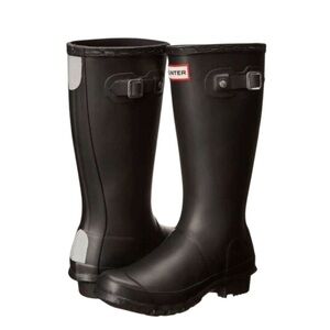 Hunter Black Tall Matte Rain Boots with Adjustable Strap 2b / 3g